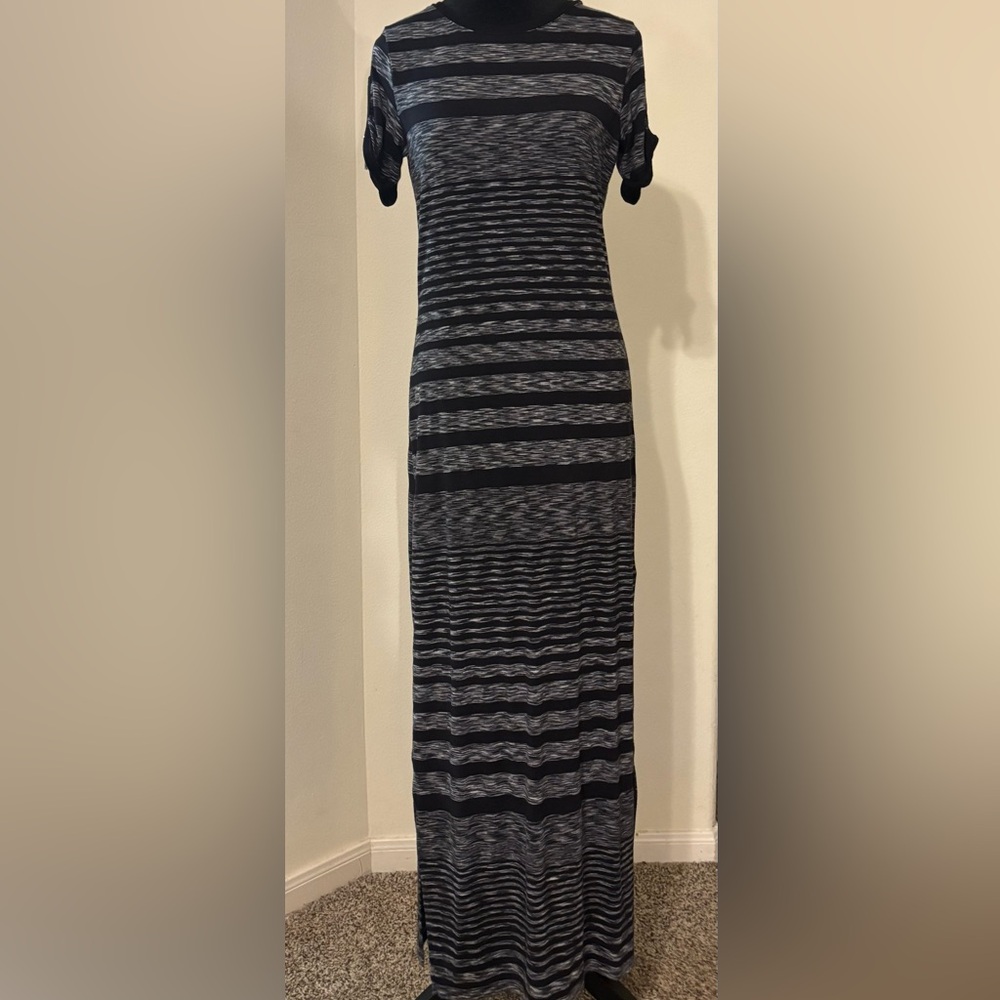 Michael Kors black and gray striped maxi dress